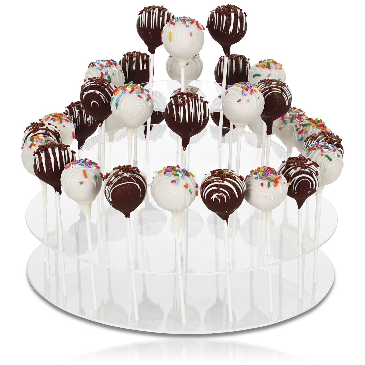 Spec101 Acrylic Cake Pop Display Stand - 3 Tier Lollipop Holder Party Stand
